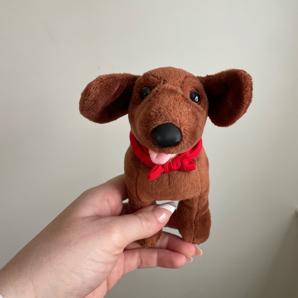 Plush Brown Dog Toy with Red Scarf BUILD A BEAR